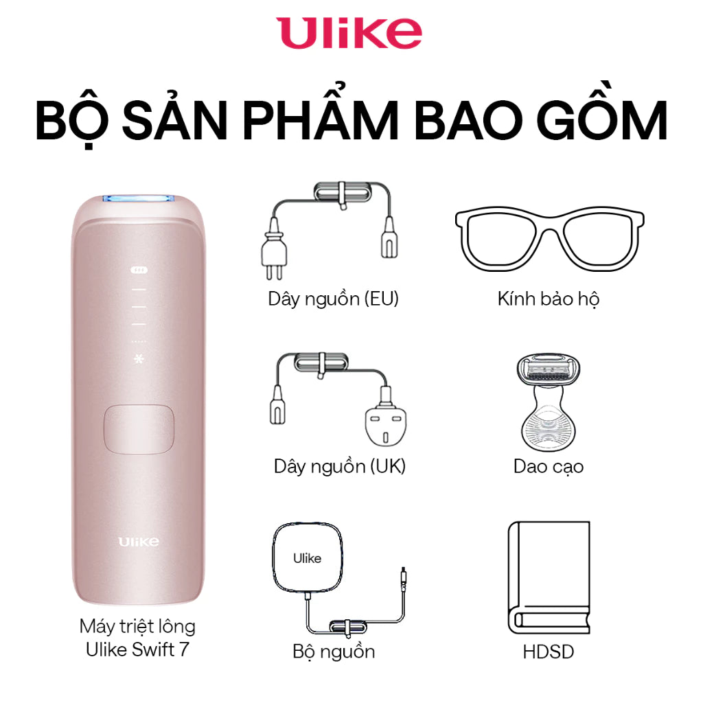 Máy triệt lông Ulike Swift 7 công nghệ làm mát Ice Cooling IPL Sapphire Hồng - LK