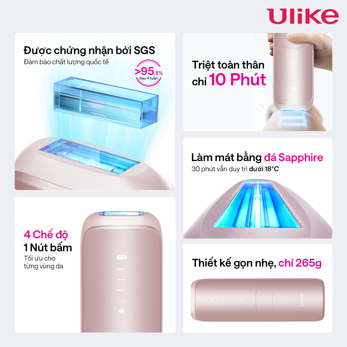Máy triệt lông Ulike Swift 7 công nghệ làm mát Ice Cooling IPL Sapphire Hồng - LK