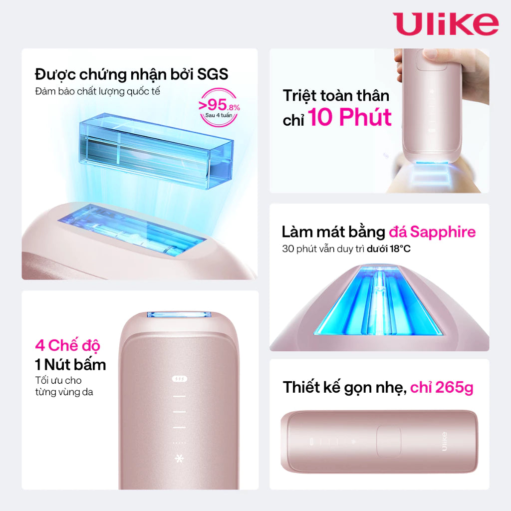 Máy triệt lông Ulike Swift 7 công nghệ làm mát Ice Cooling IPL Sapphire Hồng - LK
