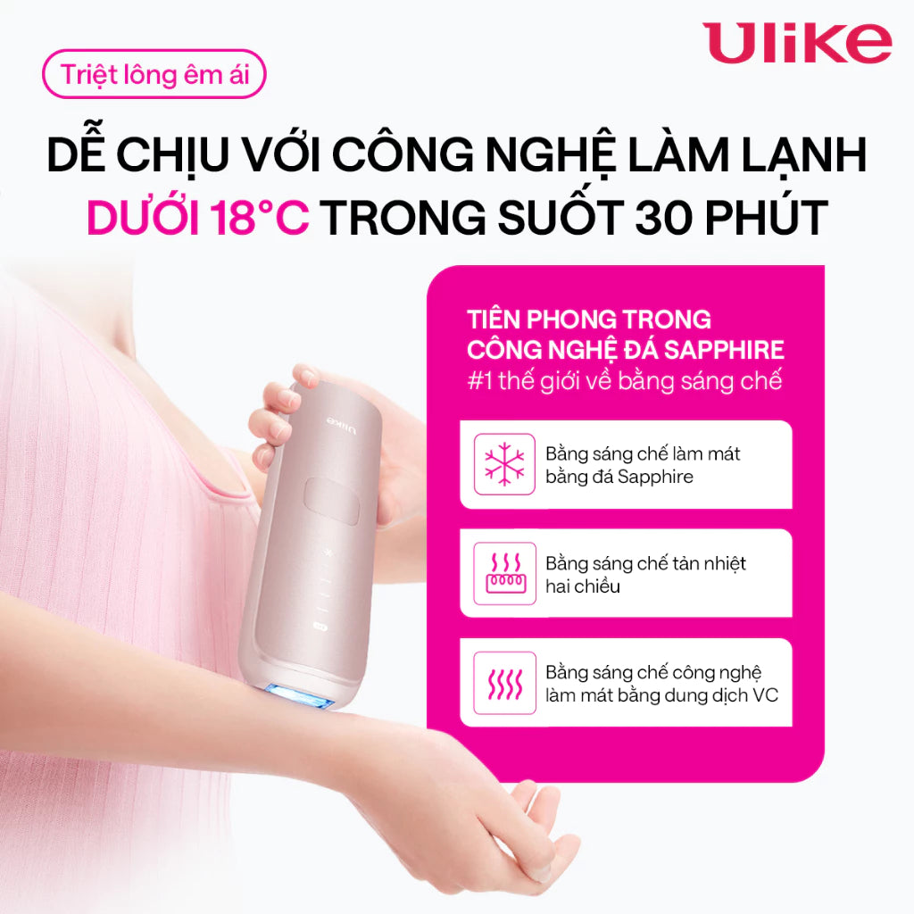 Máy triệt lông Ulike Swift 7 công nghệ làm mát Ice Cooling IPL Sapphire Hồng - LK