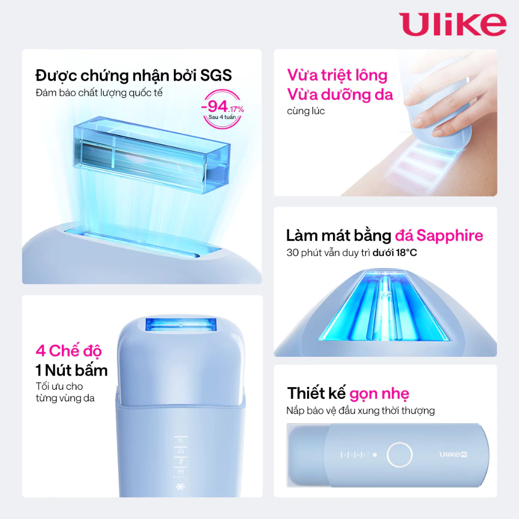 Máy triệt lông Ulike ME công nghệ làm mát Ice Cooling IPL Sapphire Xanh thiên thanh
