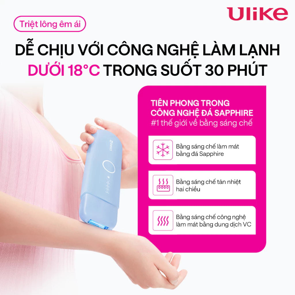 Máy triệt lông Ulike ME công nghệ làm mát Ice Cooling IPL Sapphire Xanh thiên thanh